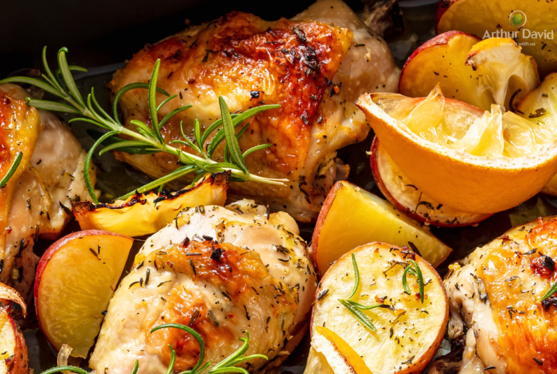 Garlic & Lemon Chicken with Crispy Potatoes and Broad Beans